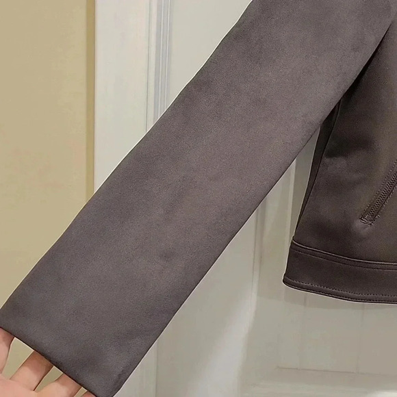 Philosophy Grey Faux Leather Suede Jacket Size Large - Picture 6 of 10